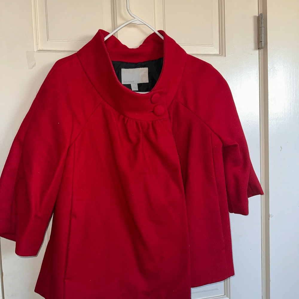 Chic Red Coat with Button Detail